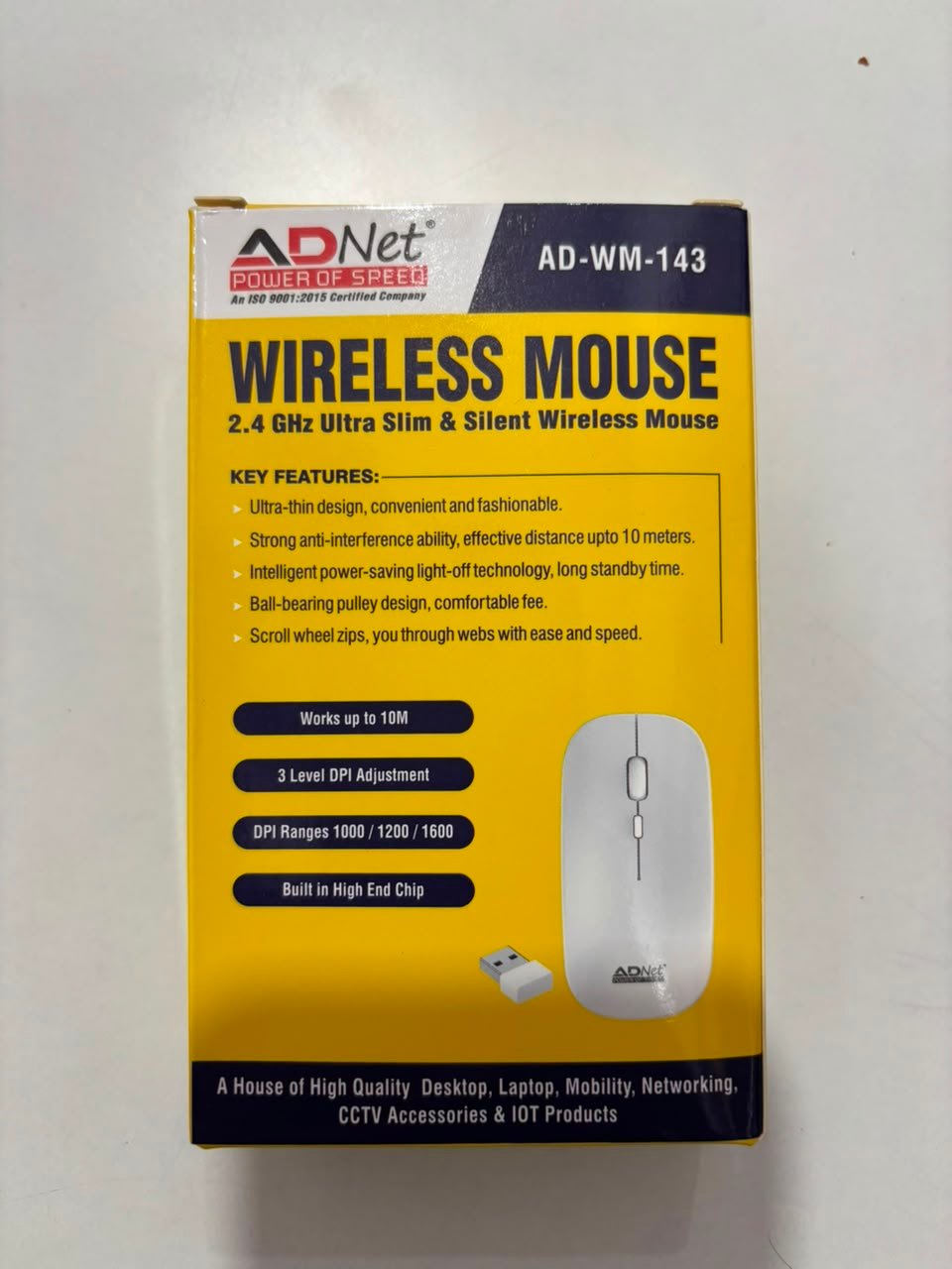 ADNET AD-WM-143 Wireless Mouse | 2.4GHz USB Nano Receiver | 1000 DPI | Plug & Play | Laptop & PC Compatible
